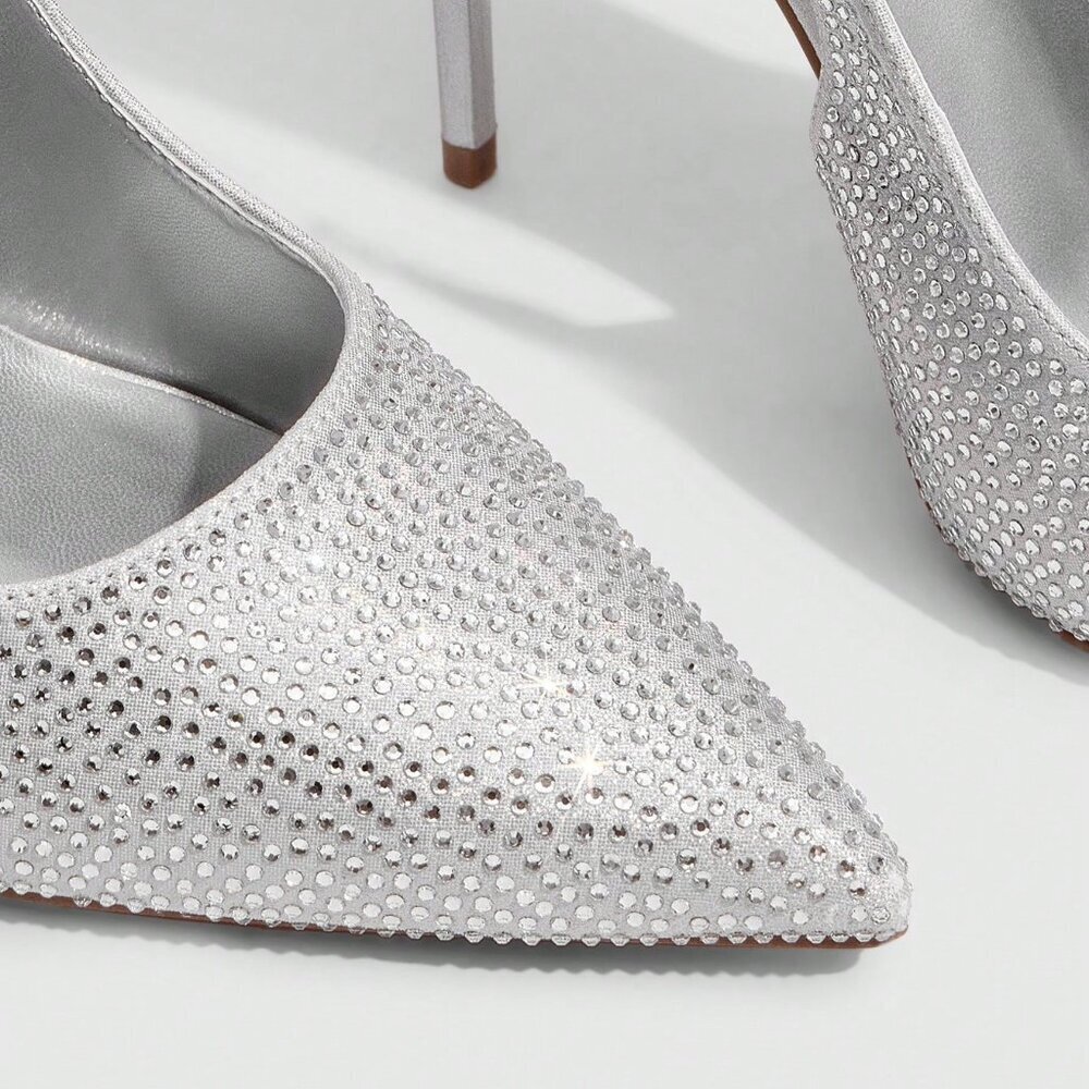 Silver Sexy Elegant Women's Rhinestone Pumps - Picture 7 of 10